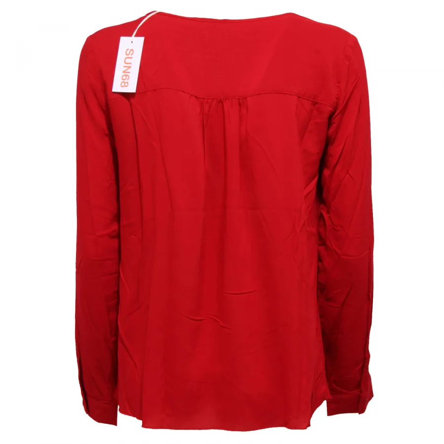 0919K   camicia donna SUN 68 red round neck shirt woman