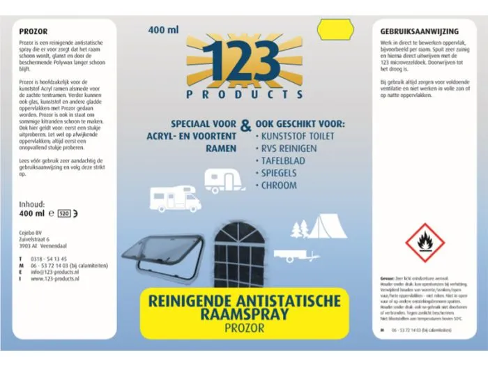 123 Products Prozor spray antistatico per finestre