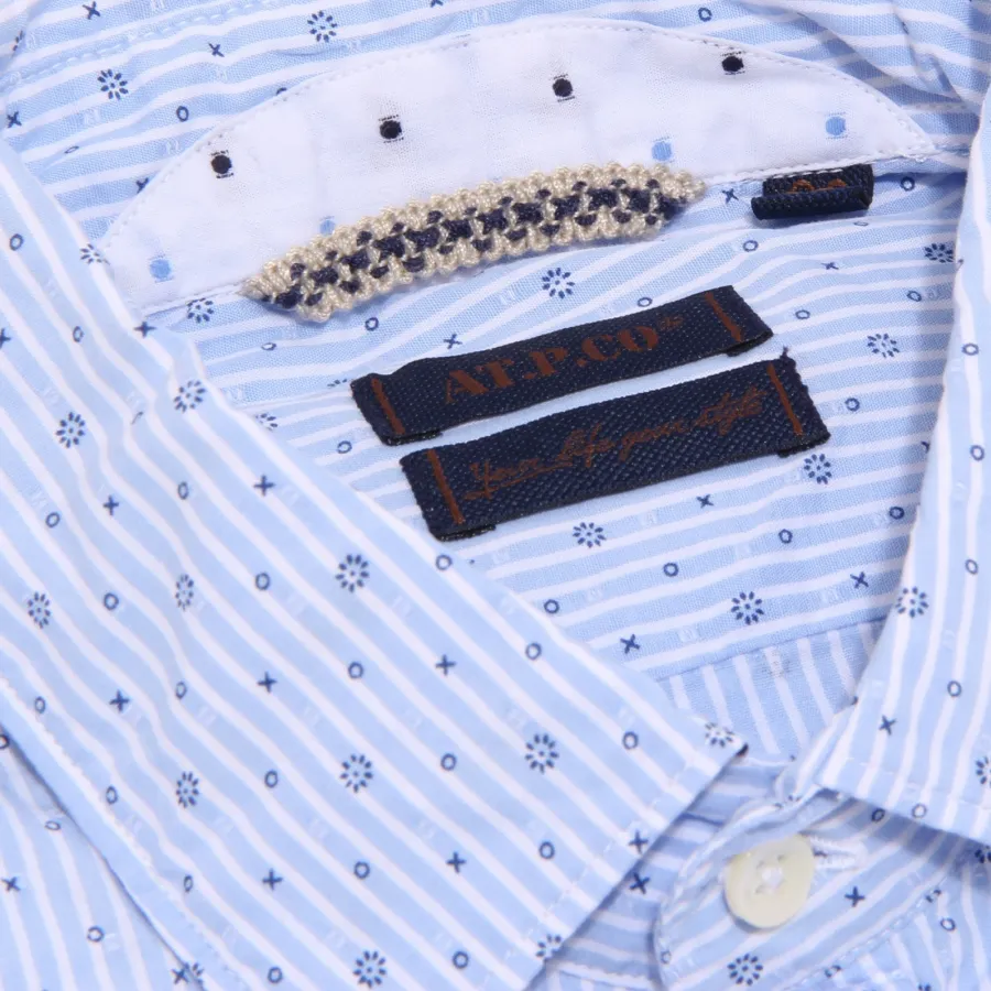 1728X camicia uomo AT.P.CO TEXTURED SHIRT light blue cotton shirt man
