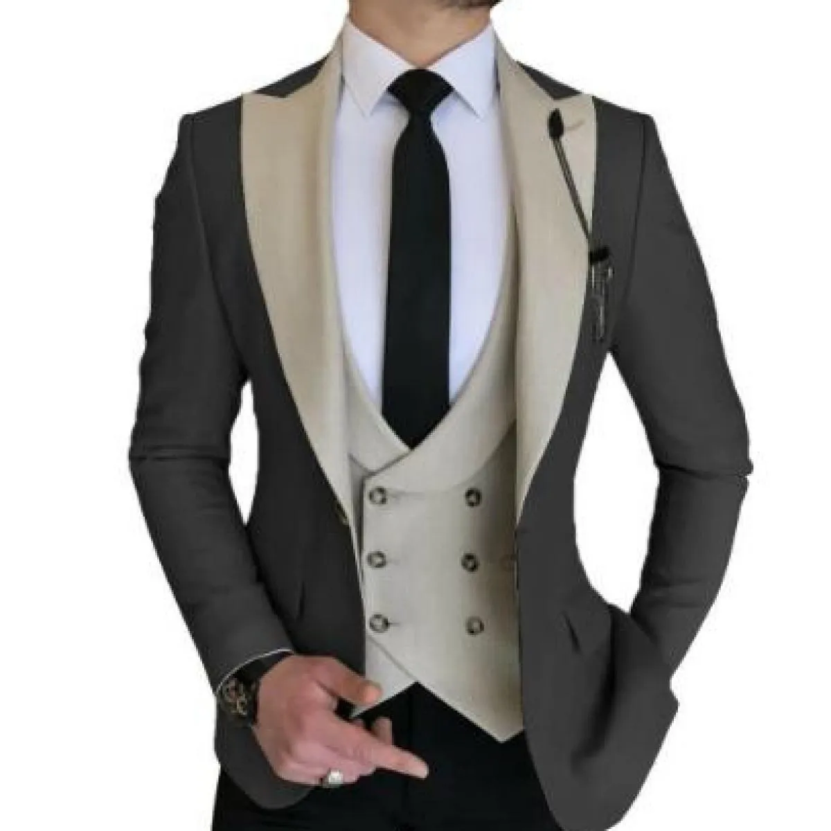 2022 i più nuovi uomini doppio petto canotta pantaloni da sposa sposo smoking uomo western fit abiti da uomo 3 pezzi giacca gile