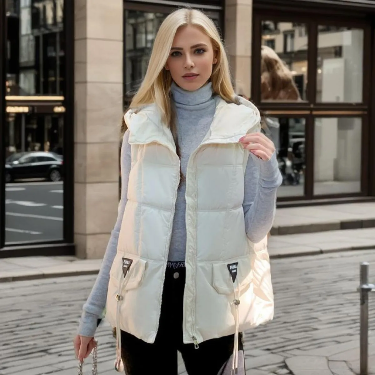 2023 gilet invernale con cappuccio cappotto da donna addensare caldo autunno giacca senza maniche con cappuccio cerniera femmini
