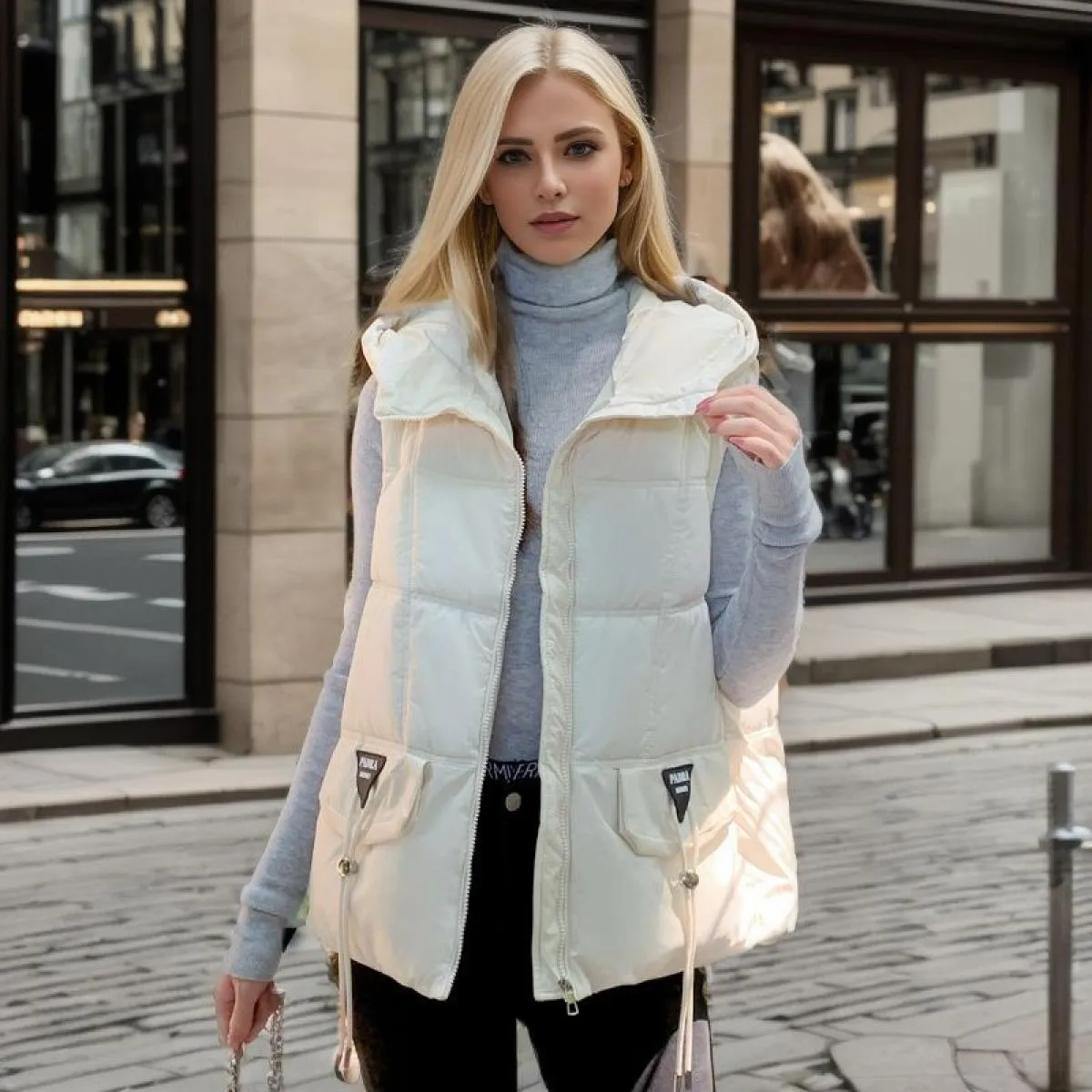 2023 gilet invernale con cappuccio cappotto da donna addensare caldo autunno giacca senza maniche con cappuccio cerniera femmini