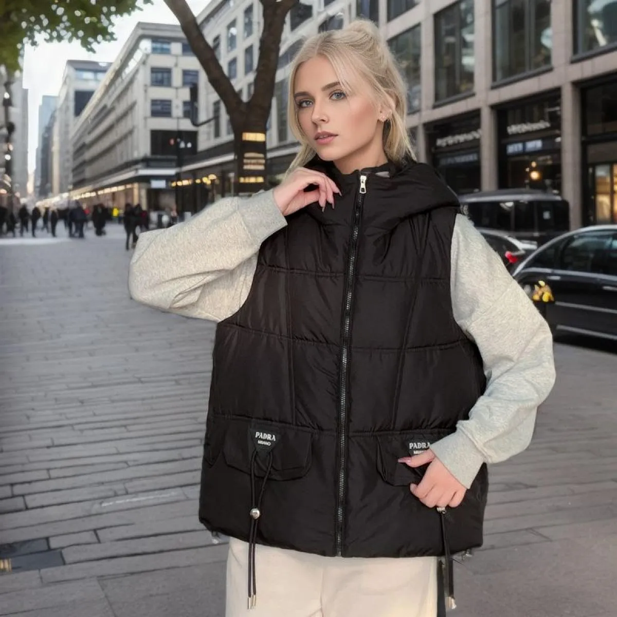 2023 gilet invernale con cappuccio cappotto da donna addensare caldo autunno giacca senza maniche con cappuccio cerniera femmini