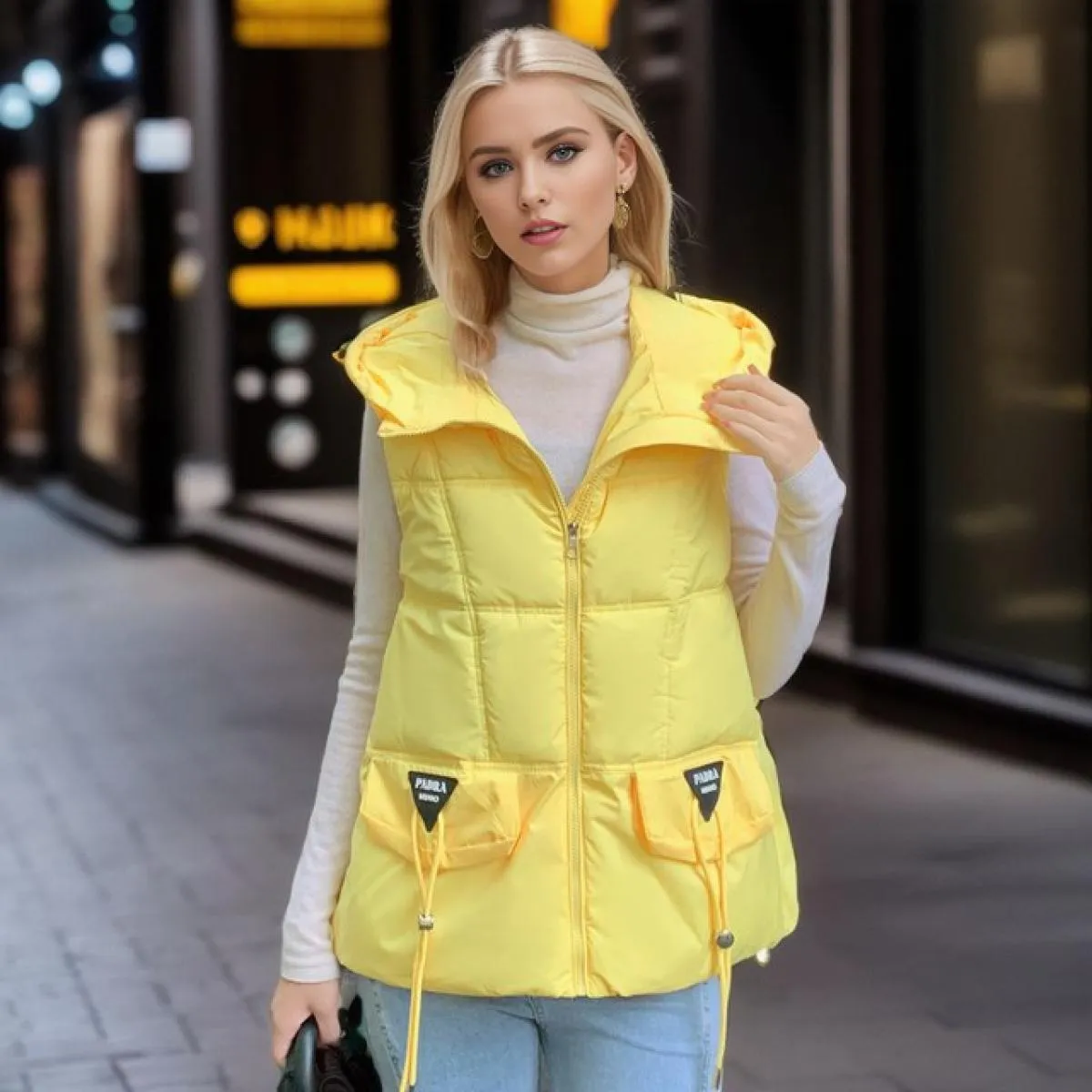 2023 gilet invernale con cappuccio cappotto da donna addensare caldo autunno giacca senza maniche con cappuccio cerniera femmini