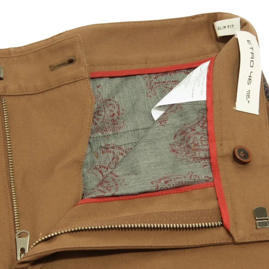 6790AA pantalone uomo ETRO SLIM FIT cotton brown trouser man