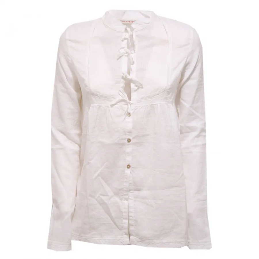 9517K camicia donna AIGUILLE NOIRE cotton/linen white shirt woman