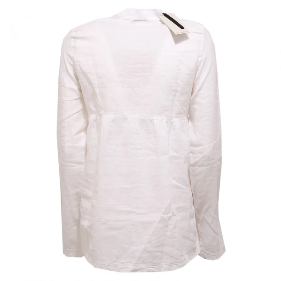 9517K camicia donna AIGUILLE NOIRE cotton/linen white shirt woman