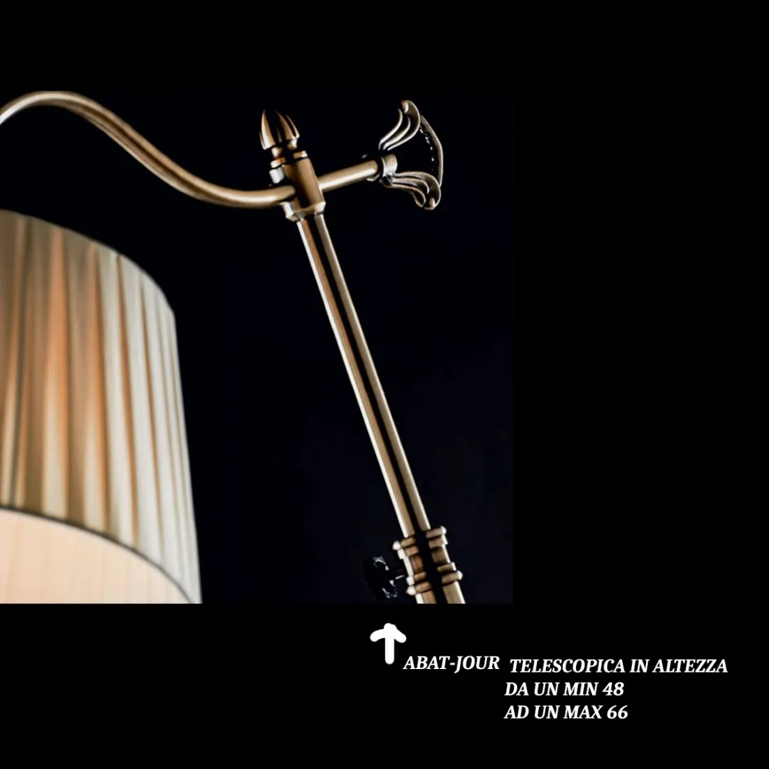 Abat-jour classica Illuminando BRIDGE LU LED lampada tavolo snodabile metallo brunito paralume stoffa pieghe interni E27