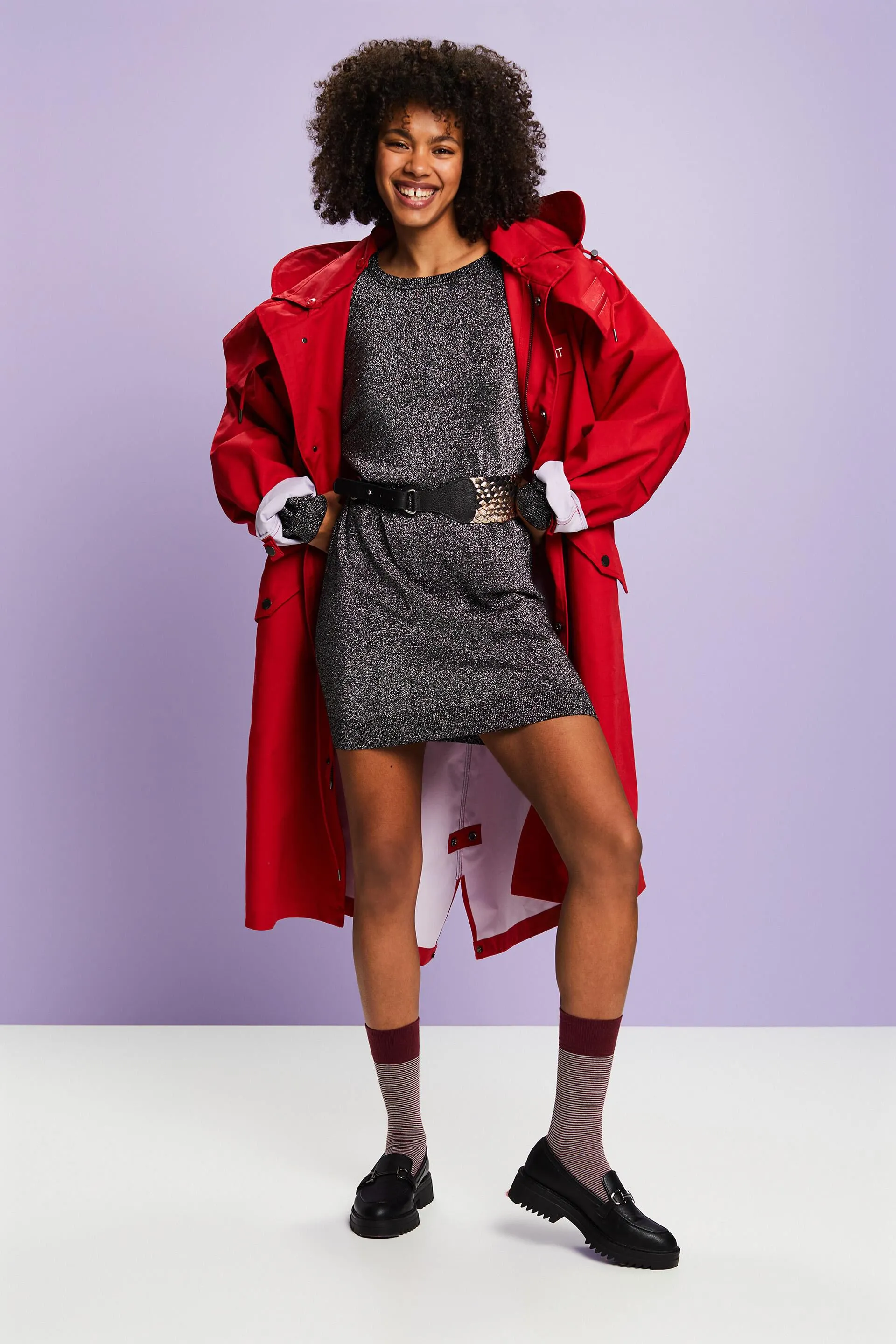 Abito mini a maglia con glitter, LENZING™ ECOVERO™