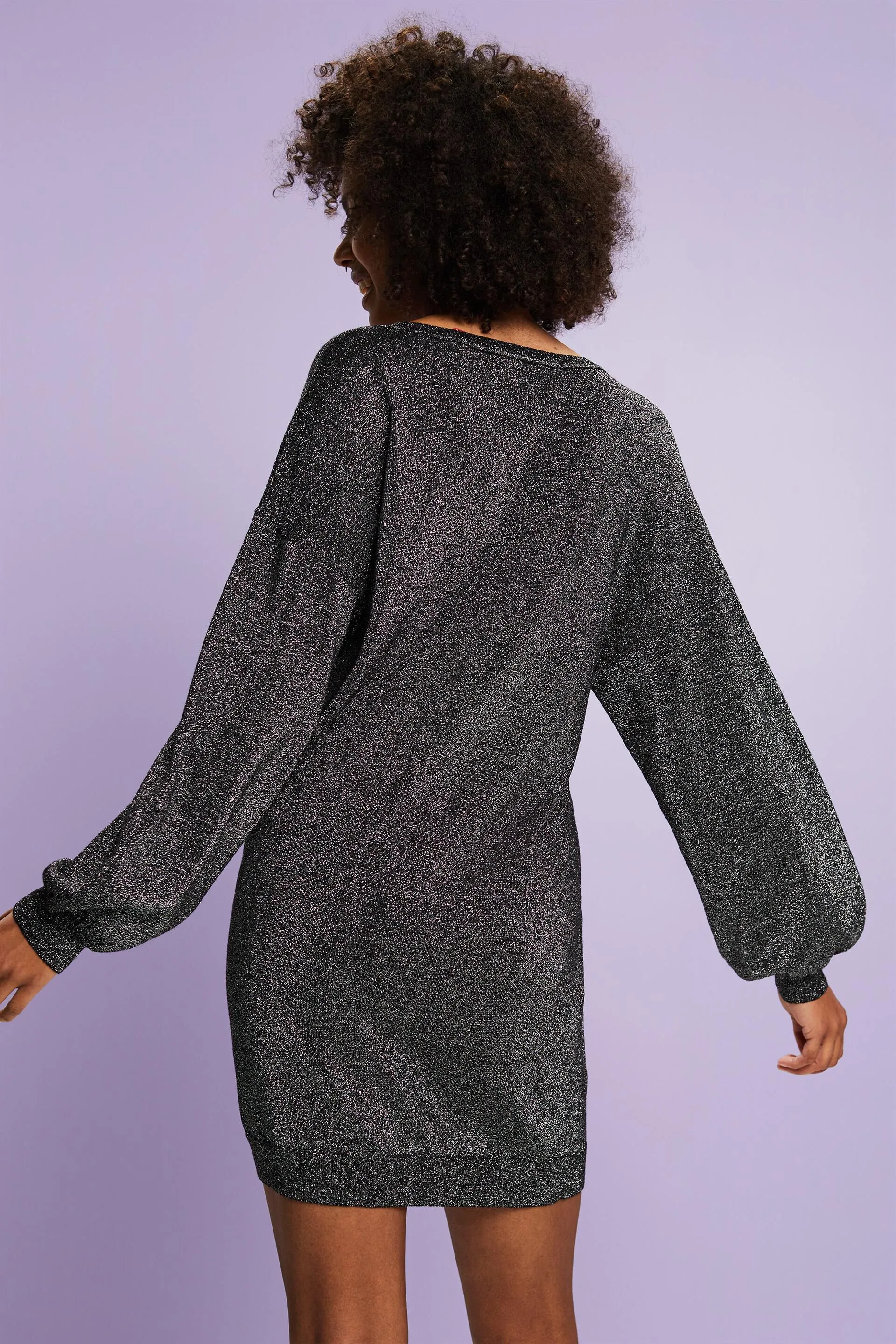 Abito mini a maglia con glitter, LENZING™ ECOVERO™