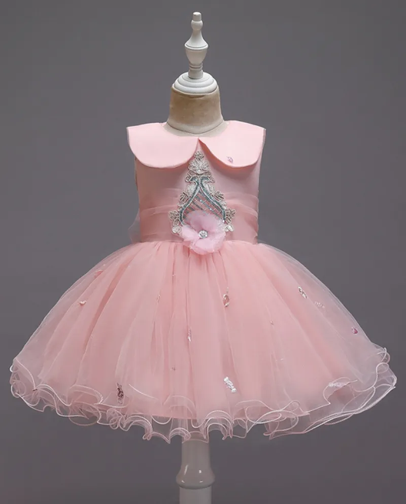 Abito per bambina Abito da battesimo per bambina Abito dolce in rete con applicazioni Prin