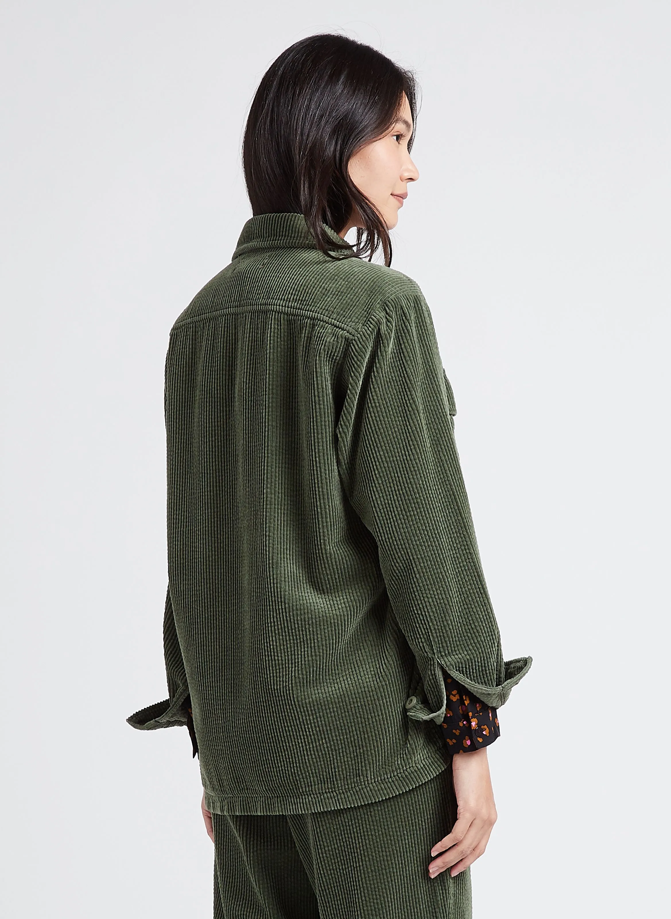  ACQUAVERDE   CARRIE - Giacca ampia con collo classico in cotone | Verde