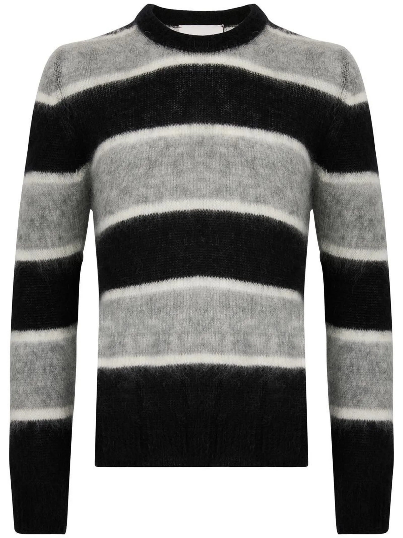 AMARANTO Abbigliamento,Maglieria Maglione a righe in lana nera e grigia 