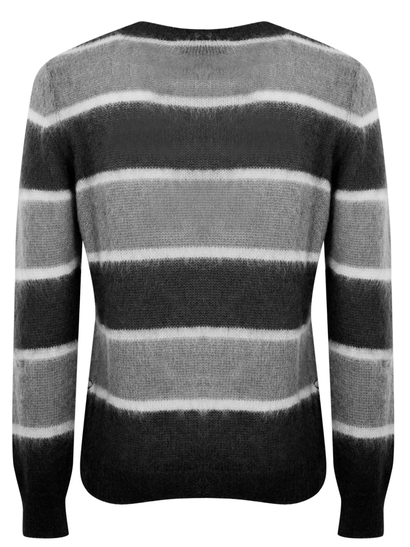 AMARANTO Abbigliamento,Maglieria Maglione a righe in lana nera e grigia 