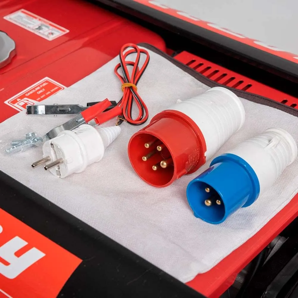 AMC Generatore di corrente 5,5 kw motore a benzina da 5,5 Cv 2100W di potenza massima monofase 2 collegamenti 230 V e 1 380 V mo
