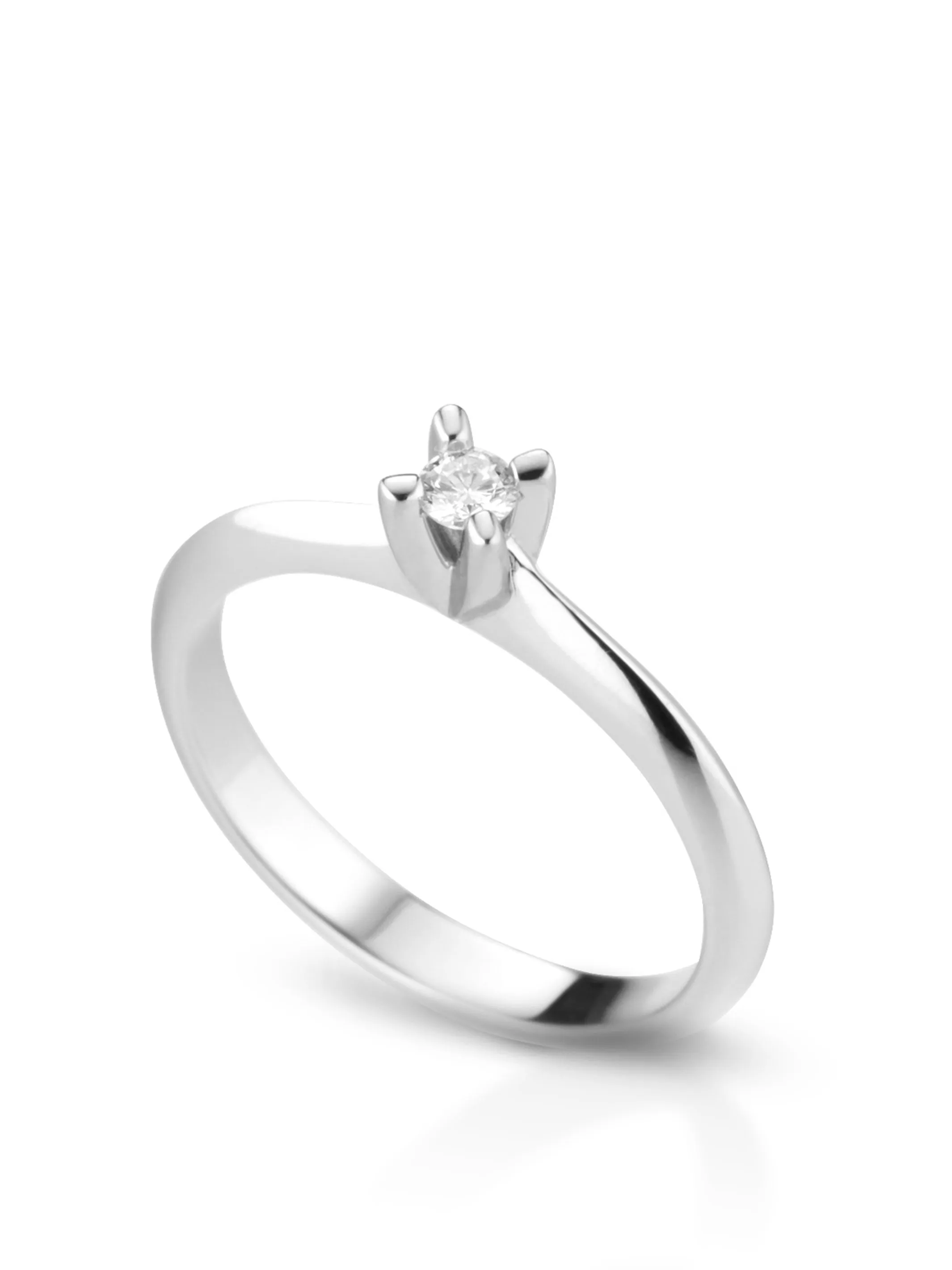 Anello Solitario in Oro bianco e Diamanti ANS162
