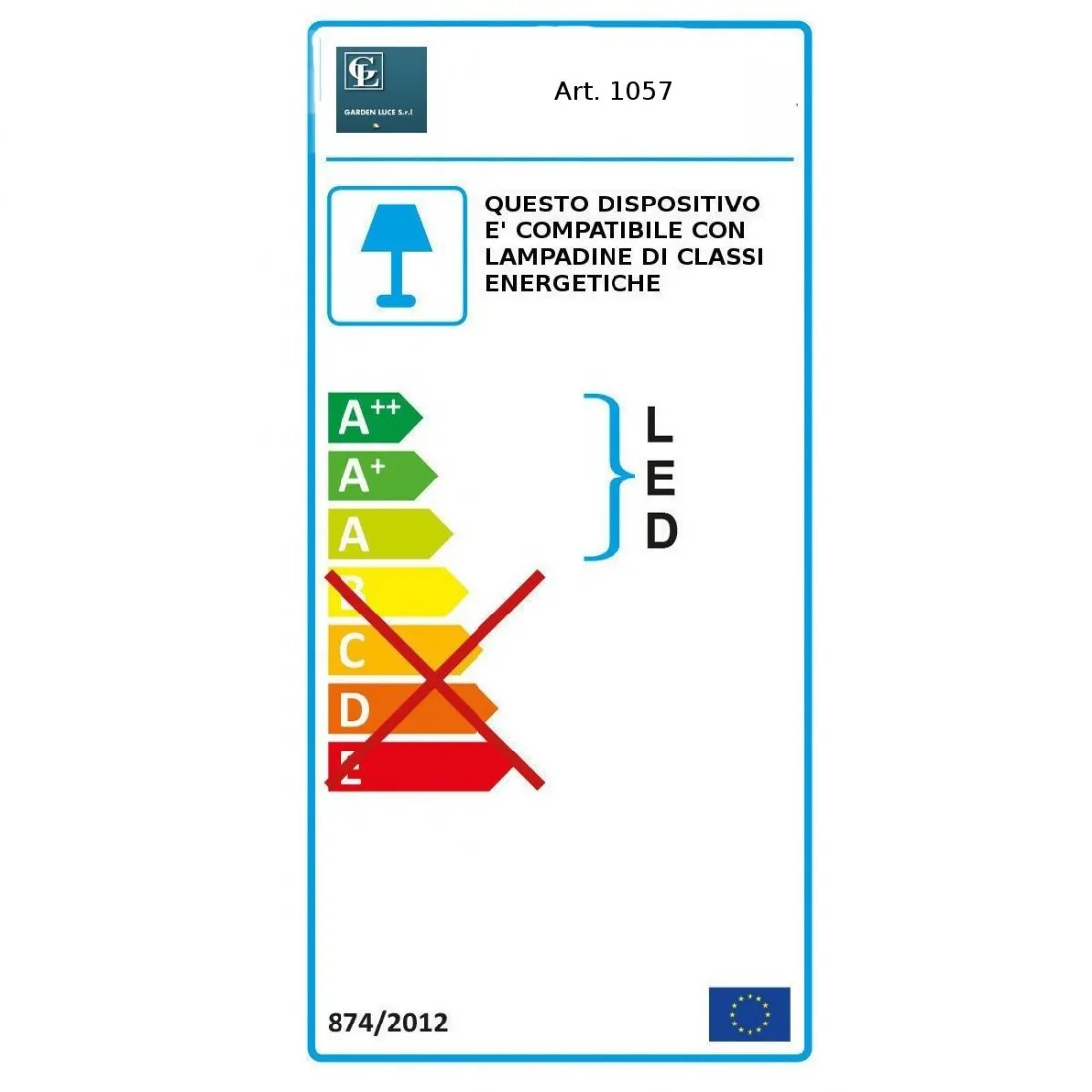 Applique moderna Garden Luce 1057 SB E27 LED alluminio biemissione lampada parete