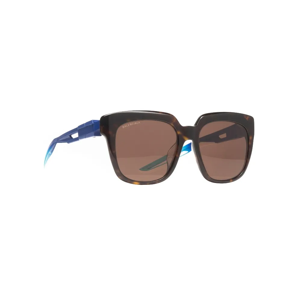 Balenciaga - Occhiali da Sole Hybrid D-Frame - Havana Scuro Blu - Occhiali da Sole - Balenciaga Eyewear