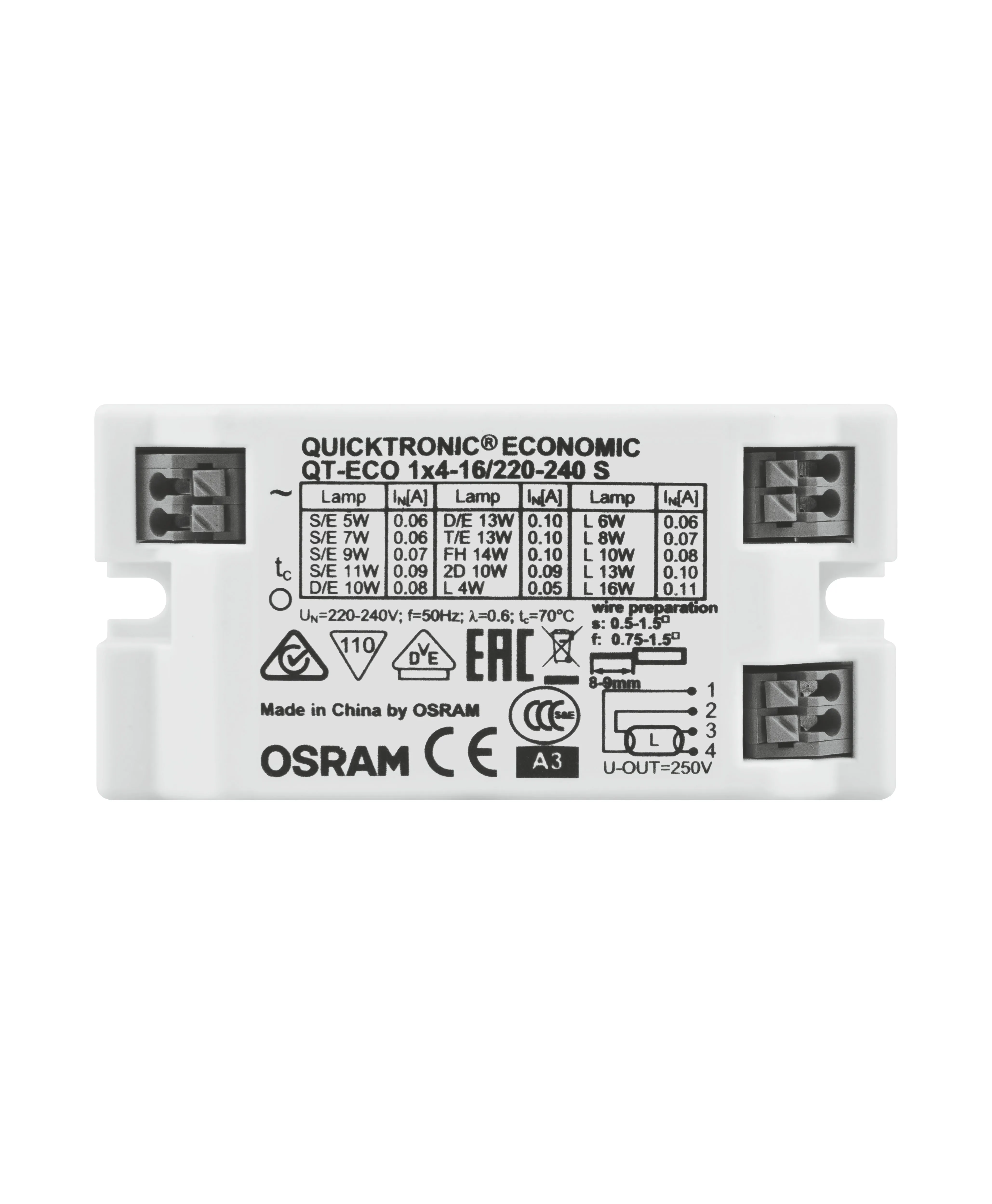 Ballast per illuminazione Osram, tipo Elettronico, 16 W, 240 V, per lampade fluorescenti compatte