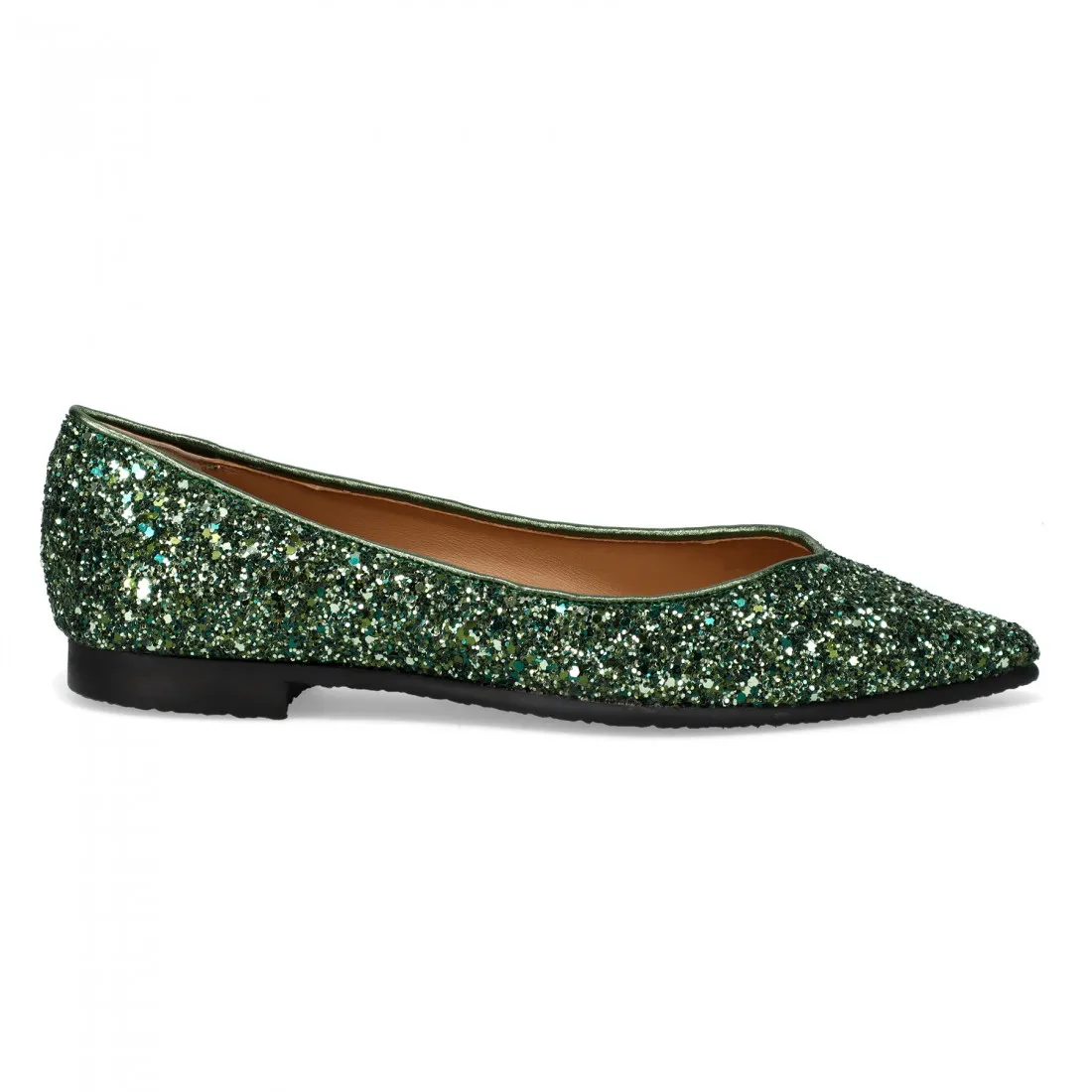 Ballerina a punta Prosperine in scintillante glitter verde