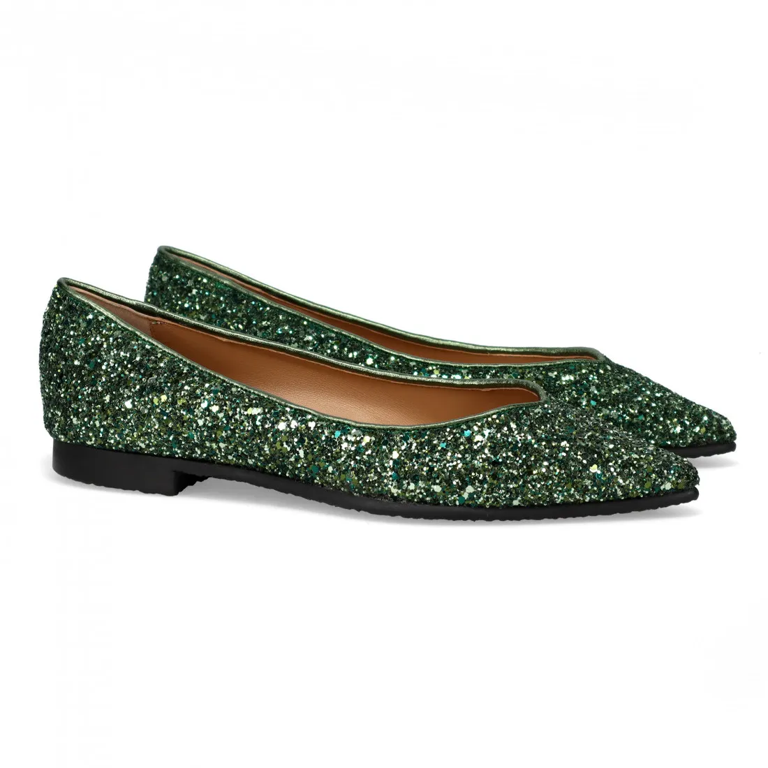 Ballerina a punta Prosperine in scintillante glitter verde