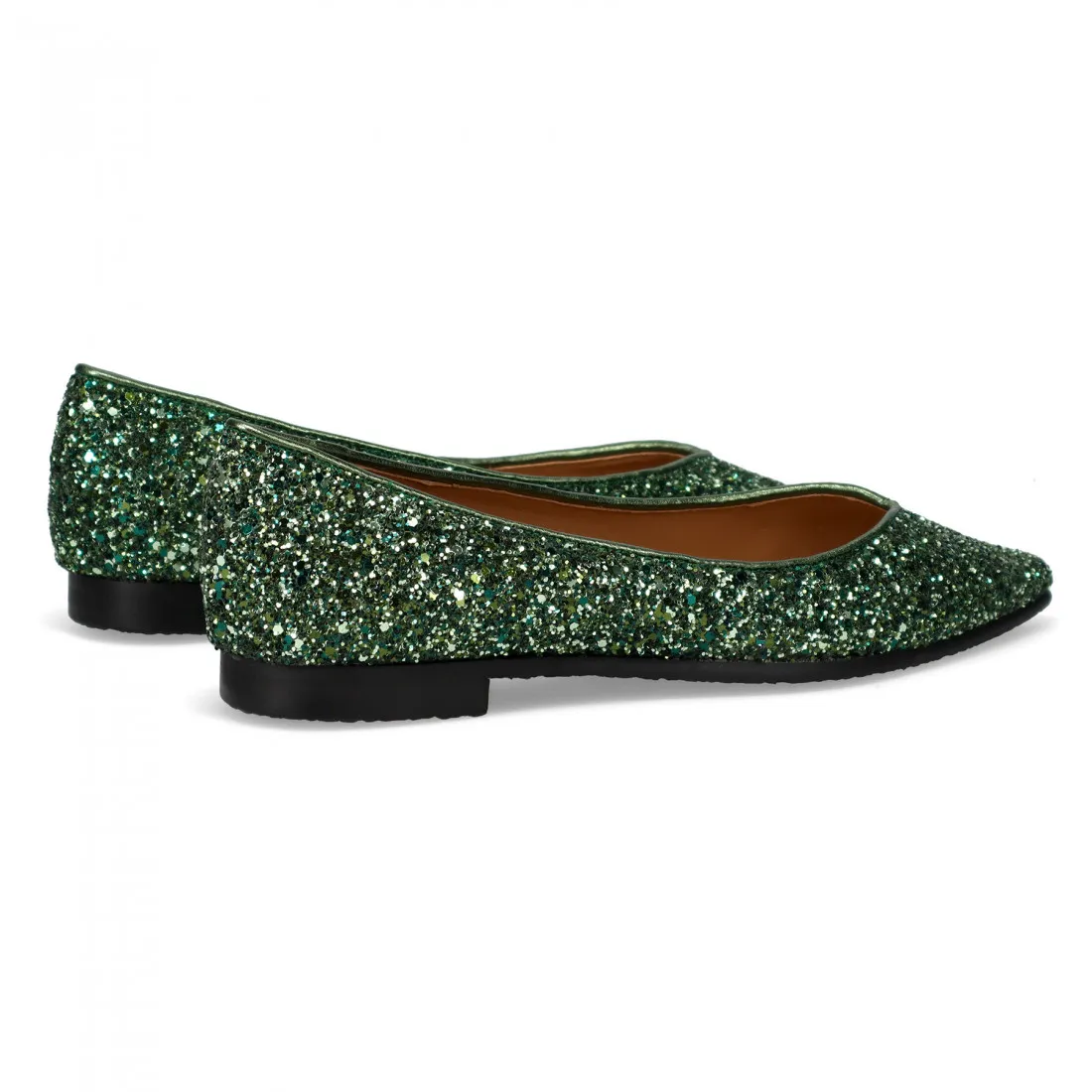 Ballerina a punta Prosperine in scintillante glitter verde