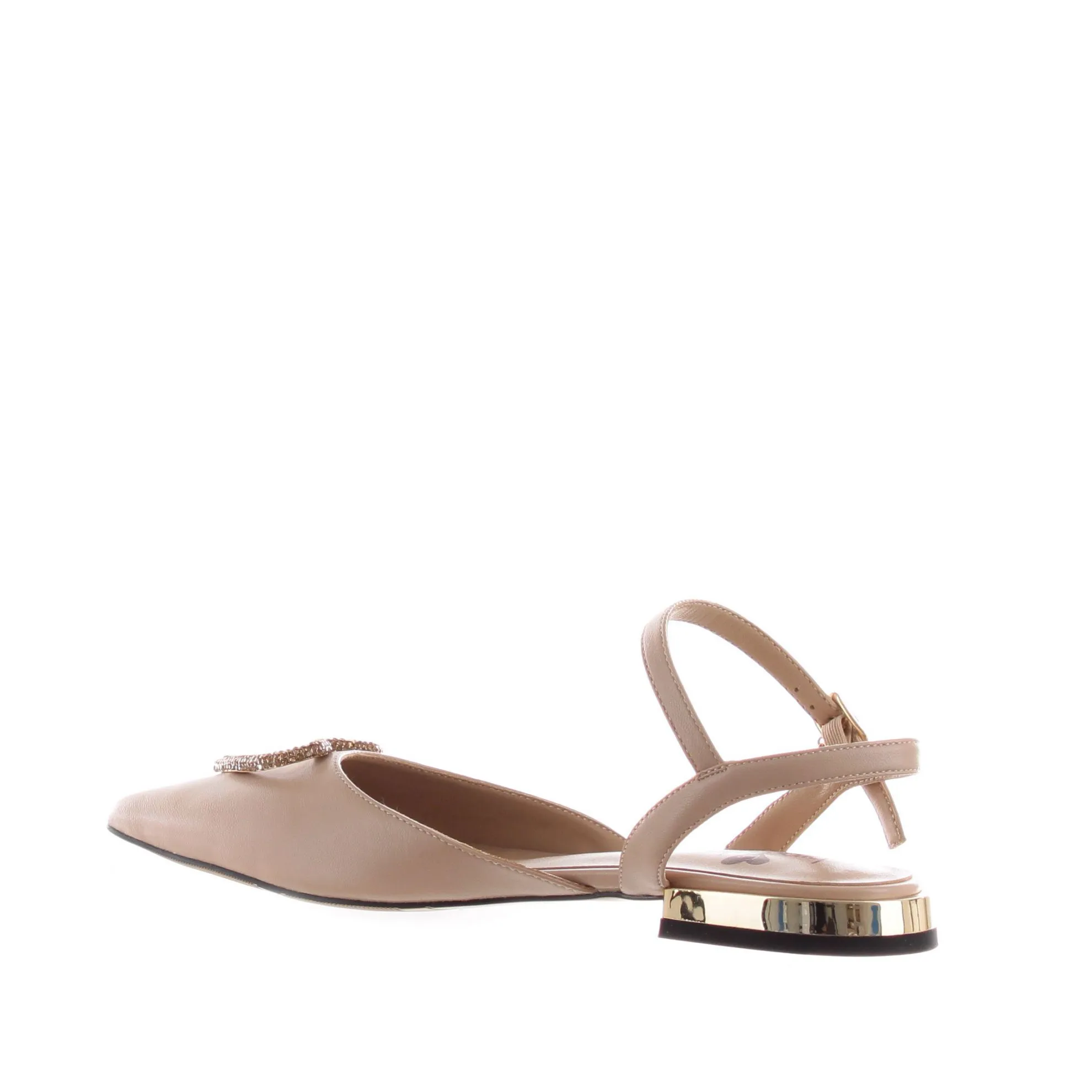 Ballerina slingback a punta in pelle con cuore