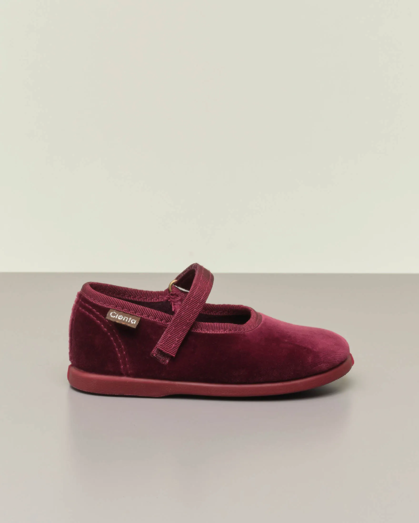 Ballerine in velluto bordeaux con cinturino 23-27
