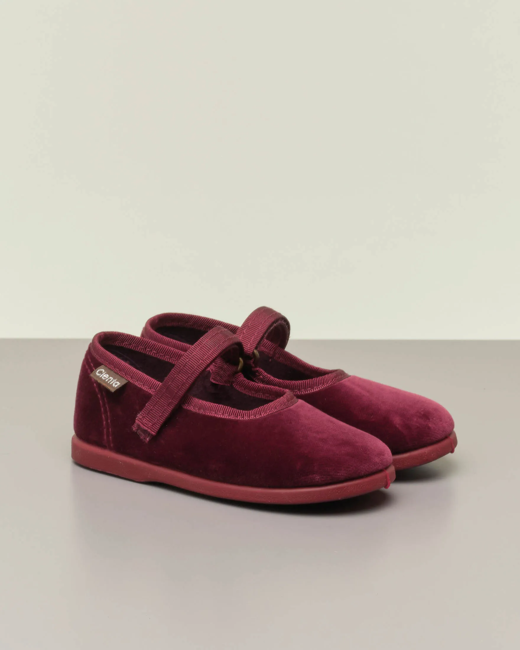 Ballerine in velluto bordeaux con cinturino 23-27