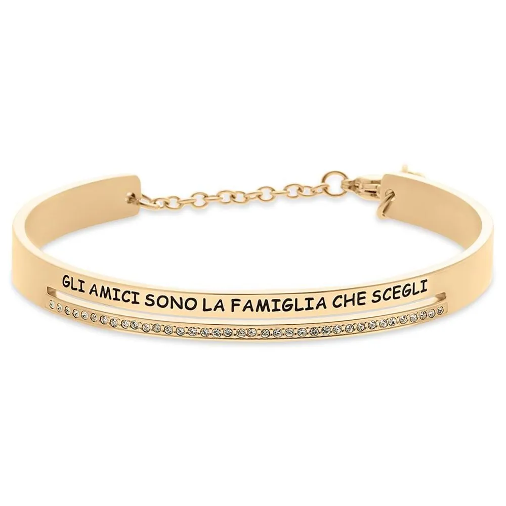 Bangle Lady Message Acciaio Dorato Cristallo Bianco 1681714