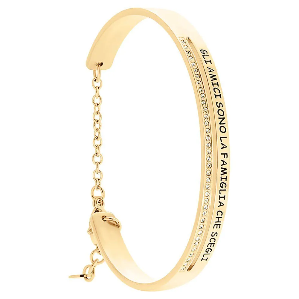 Bangle Lady Message Acciaio Dorato Cristallo Bianco 1681714