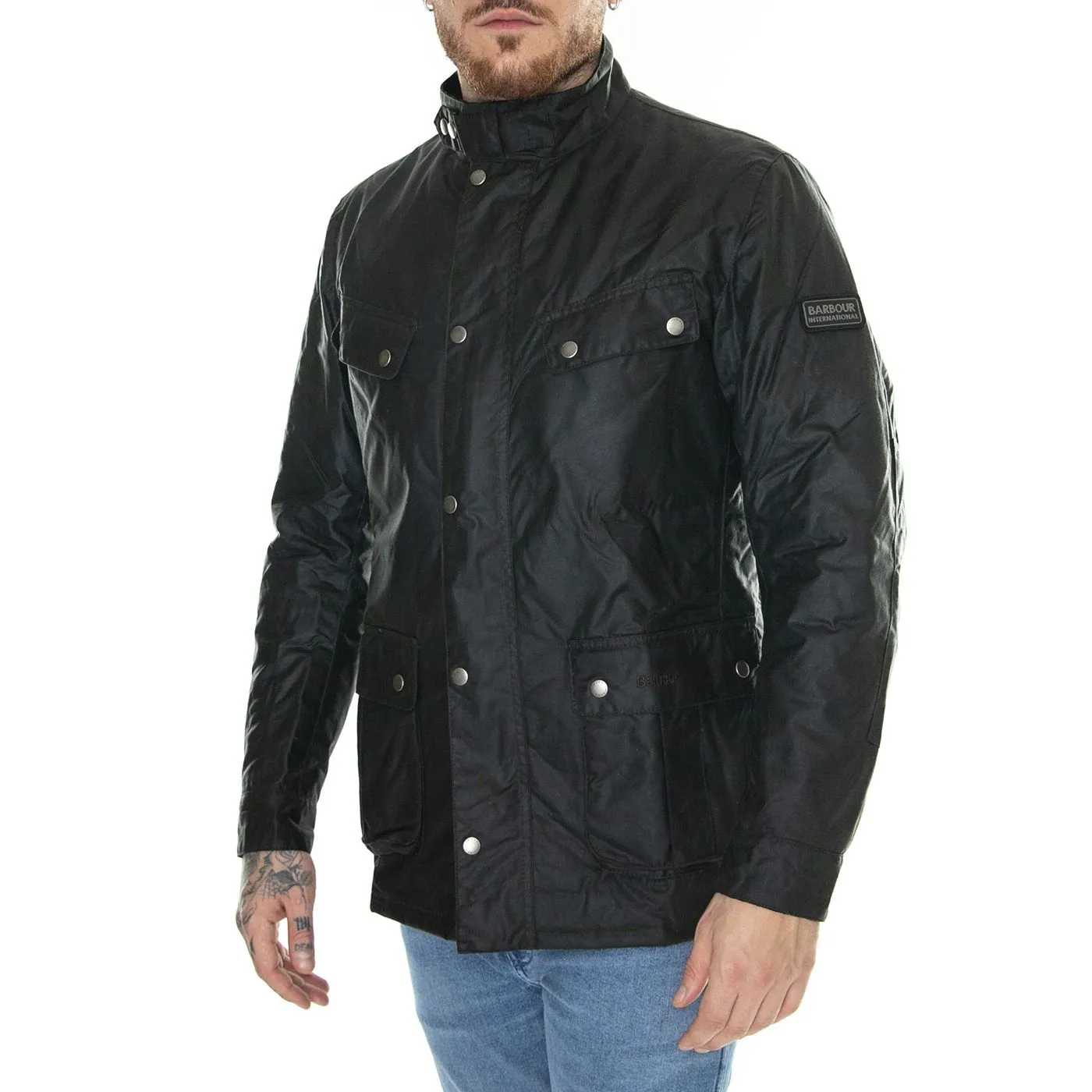 BARBOUR INTERNATIONAL Duke Wax Jacket Sage - Giacca Invernale Uomo Verde    