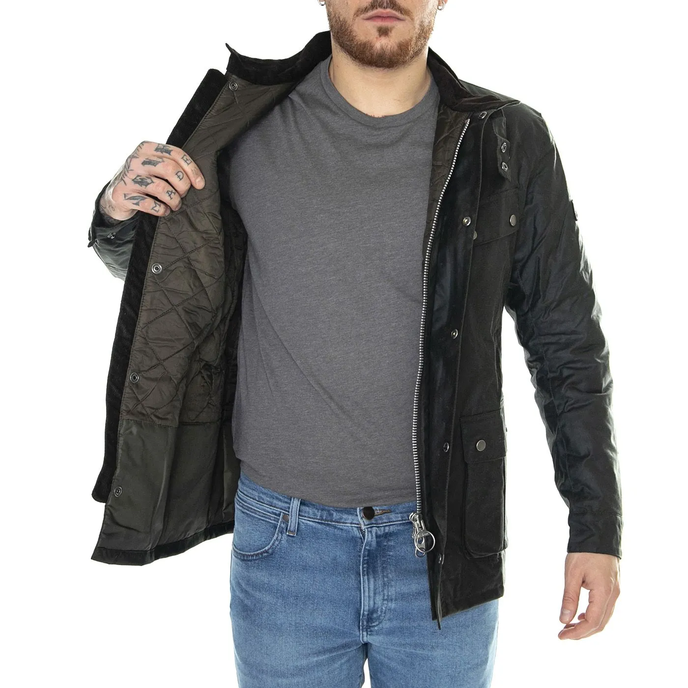 BARBOUR INTERNATIONAL Duke Wax Jacket Sage - Giacca Invernale Uomo Verde    