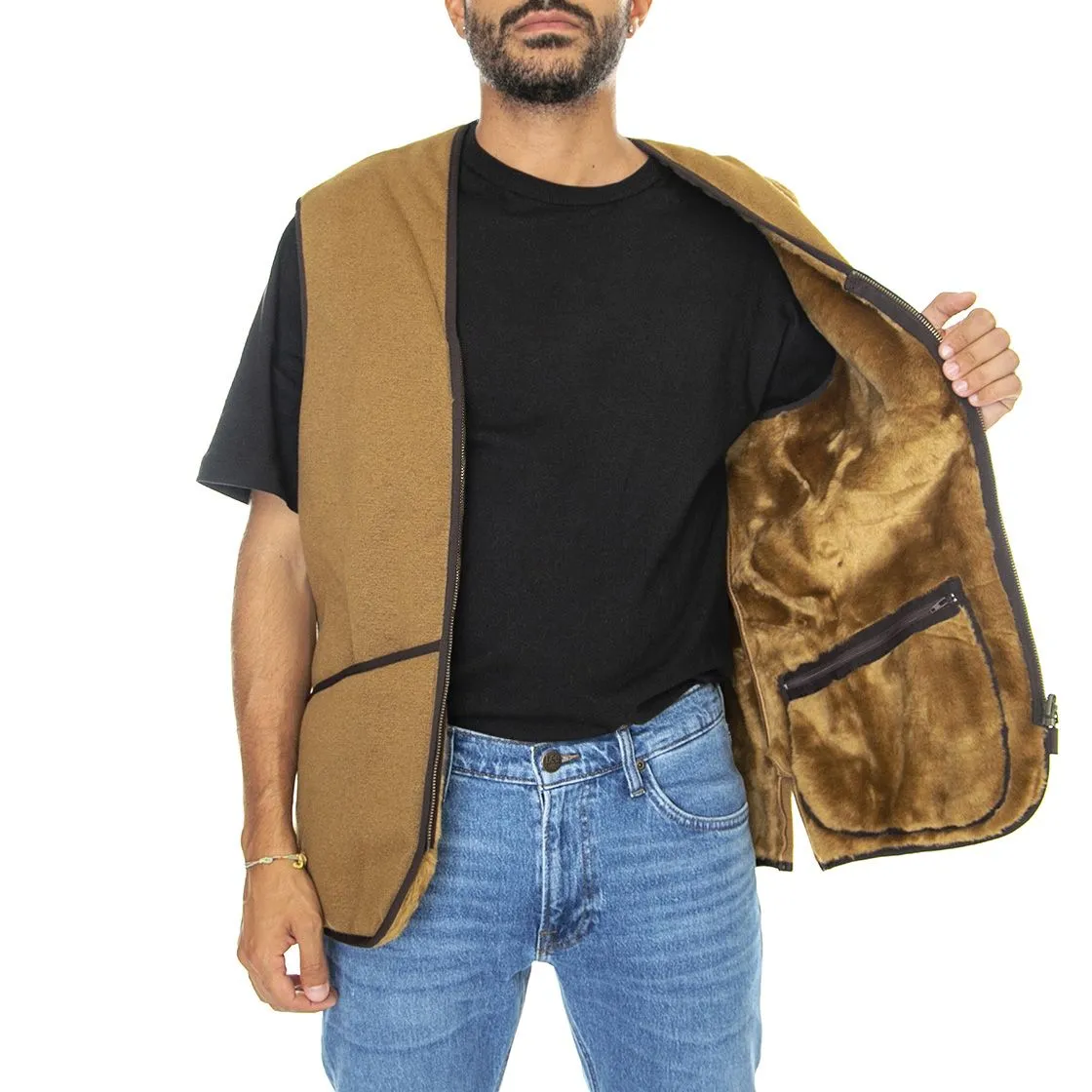 Barbour Pile Waistcoat Zip In Liner Brown - Giacca Invernale Smanicata Uomo Marrone    