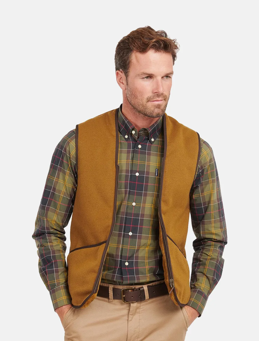 Barbour Warm Pile Waistcoat Zip Liner Brown