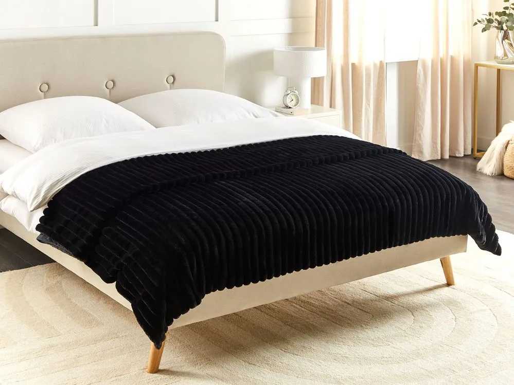 Bedspread RAKYA Faux Fur 200 x 220 cm Black