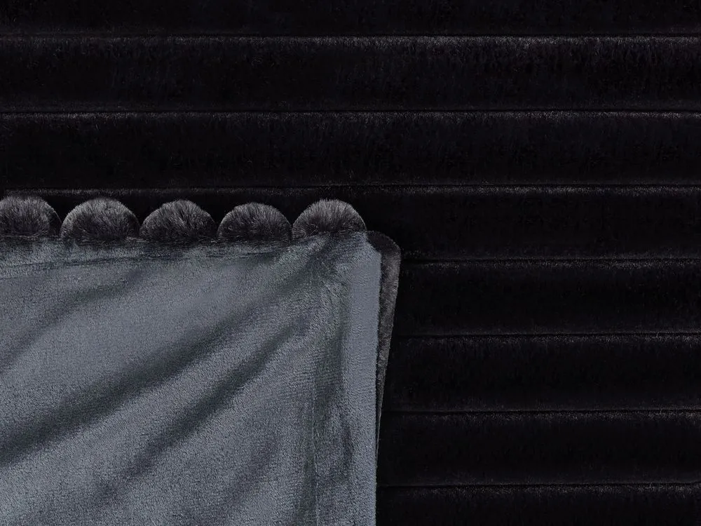 Bedspread RAKYA Faux Fur 200 x 220 cm Black