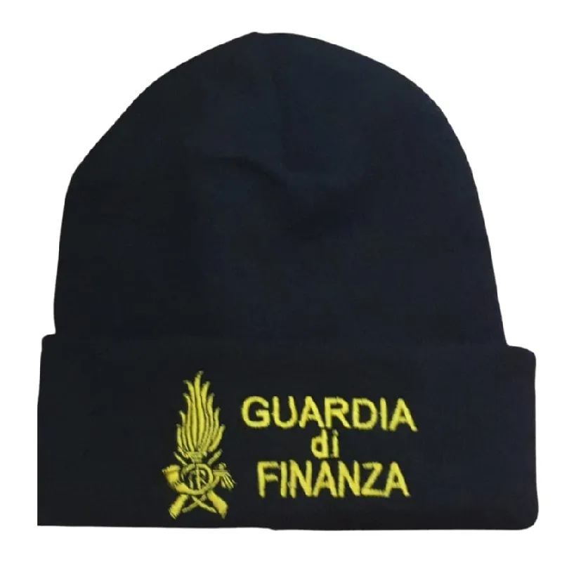 Berretto tipo lana GDF Guardia di Finanza + fiamma nero