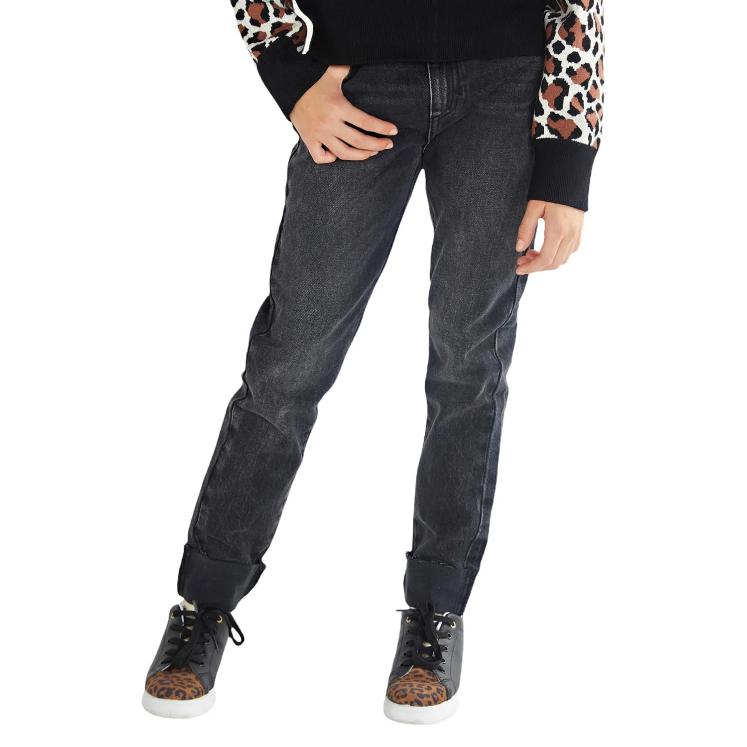BLACK DENIM MUM FIT PANT JEANS GIRL