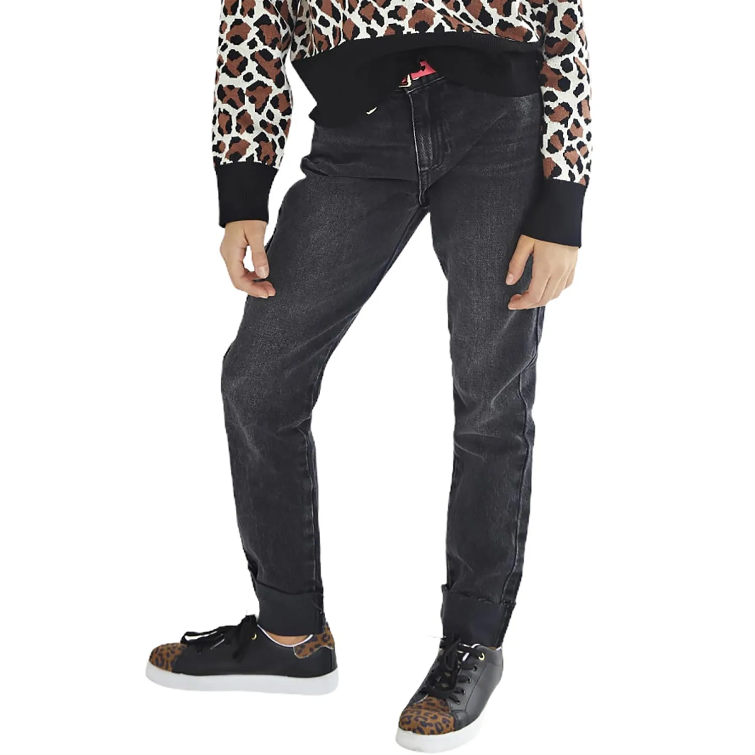 BLACK DENIM MUM FIT PANT JEANS GIRL