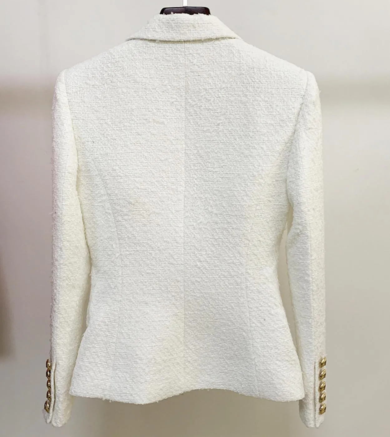 Blazer lungo da donna in tweed bianco Blazer bianco Bottoni dorati Blazer da giacca bianca invernale Blazer