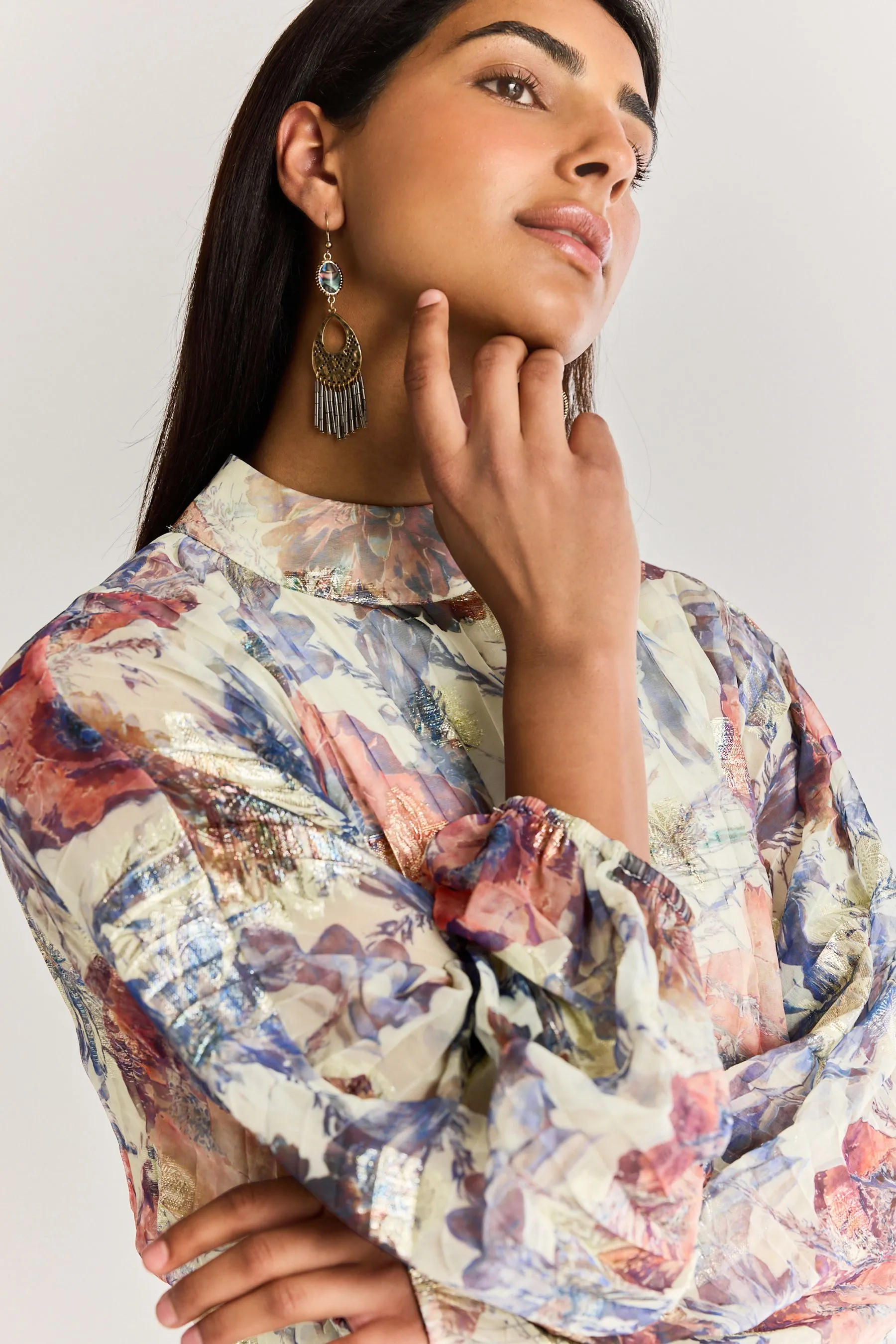 Blu  - Occasione speciale Dettagli metallizzati A pieghe - Abito maxi