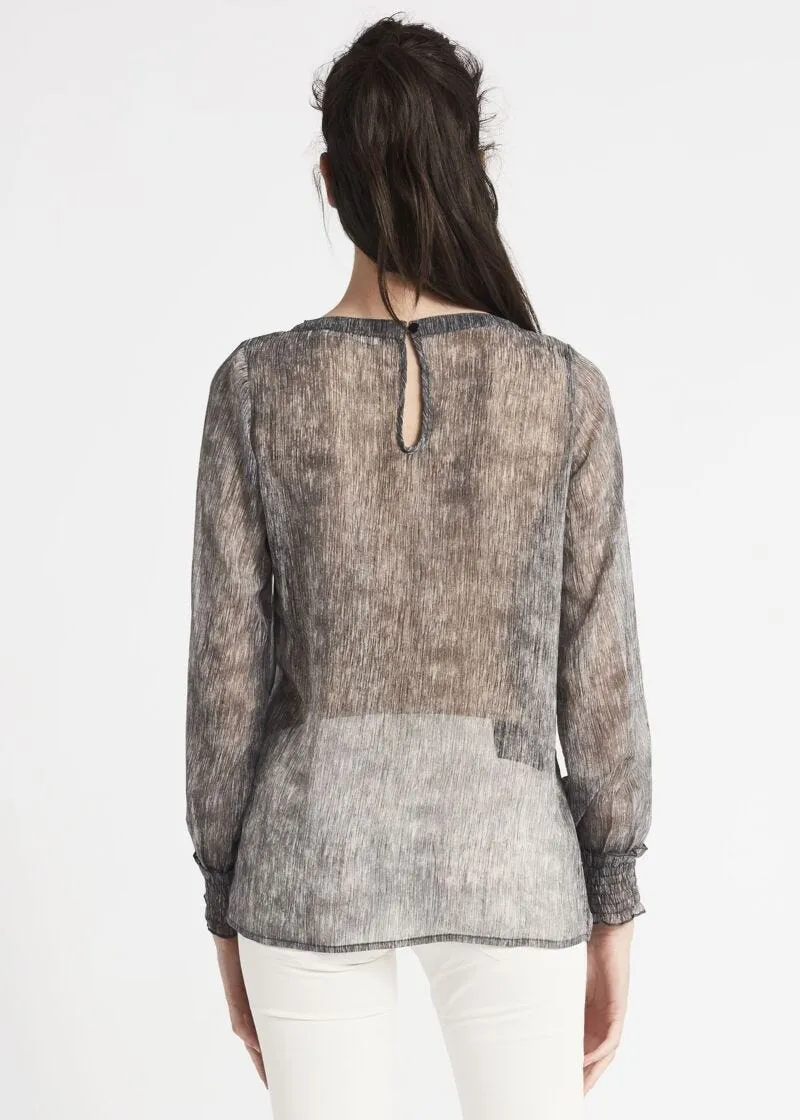 Blusa in chiffon con ricamo