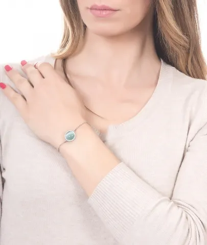 Bracciale BOCCADAMO Sharada con cabochon verde acqua gatteggiante e zirconi XBR808A