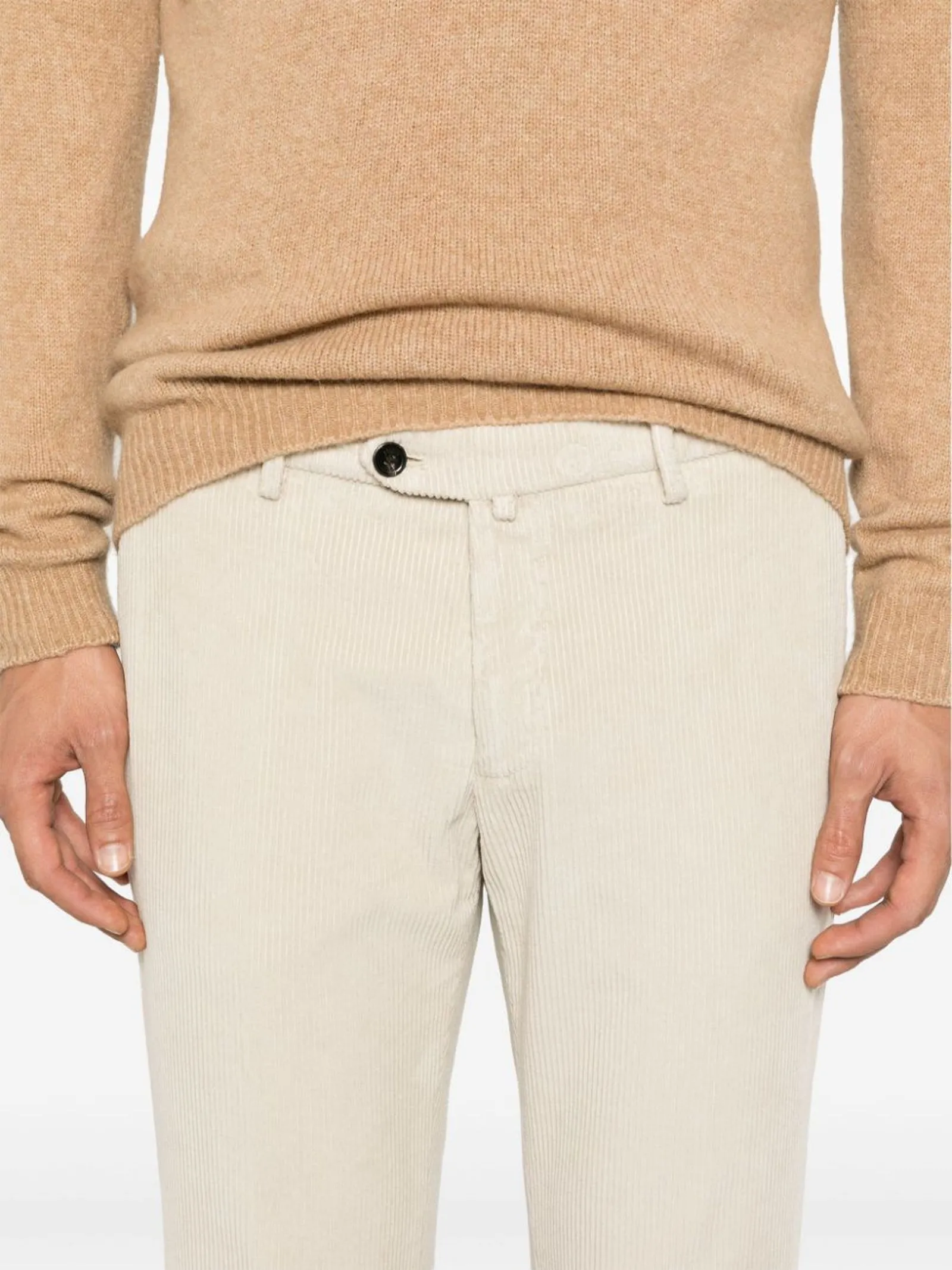 BRIGLIA Abbigliamento,Pantaloni Chino a coste in cotone beige 