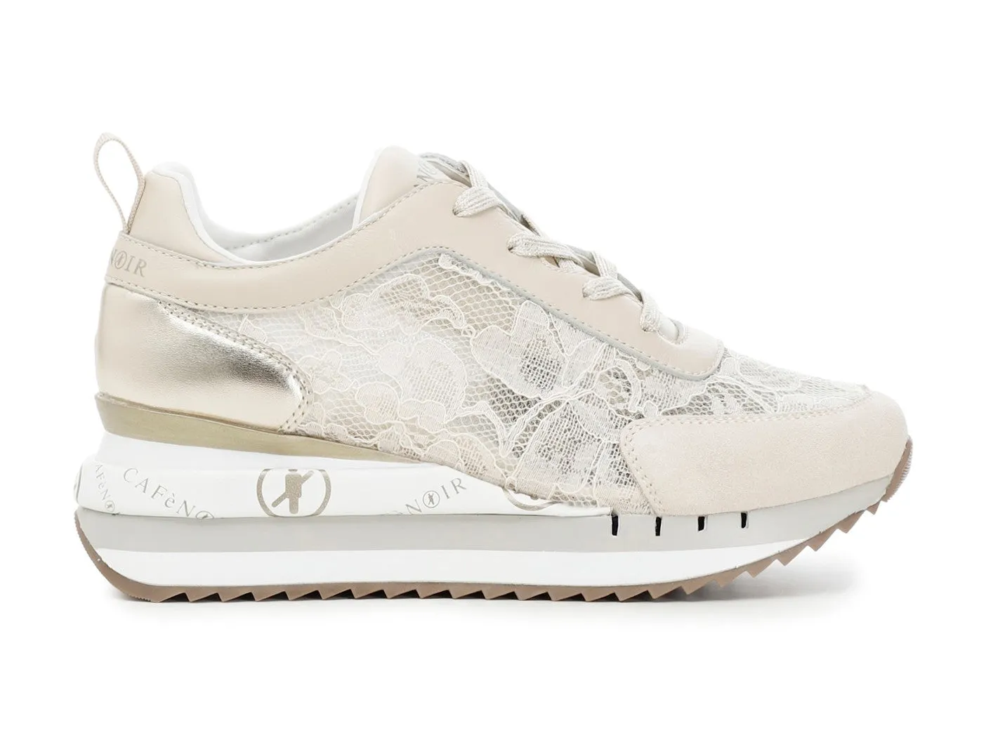 CafèNoir sneakers zeppa in pizzo e pelle
