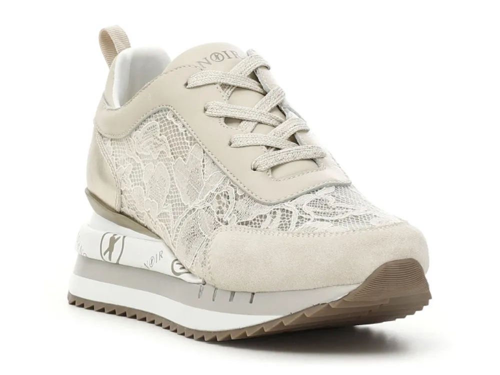 CafèNoir sneakers zeppa in pizzo e pelle