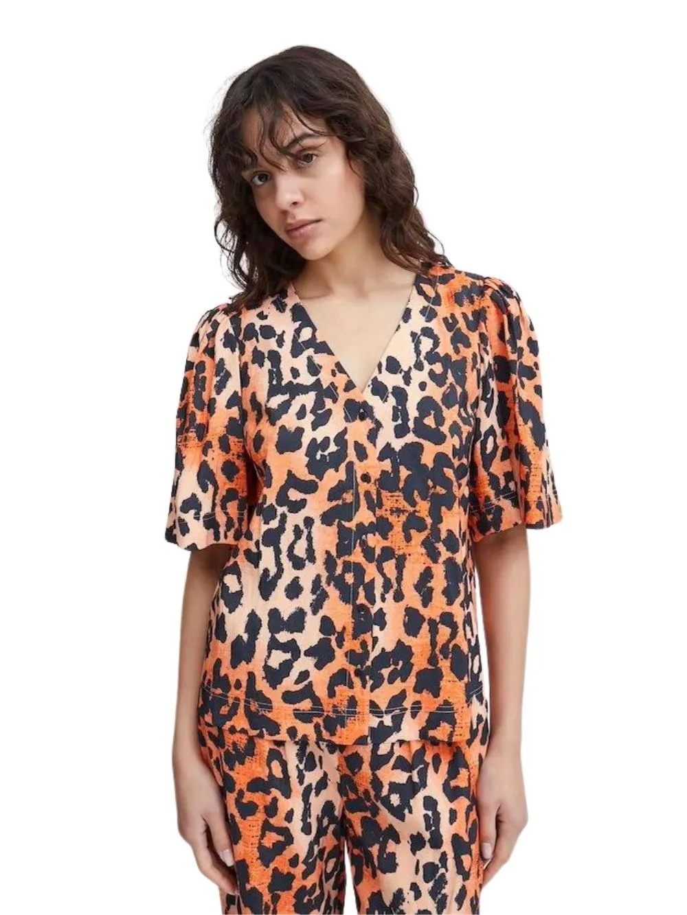 Camicia a maniche corte leopardata