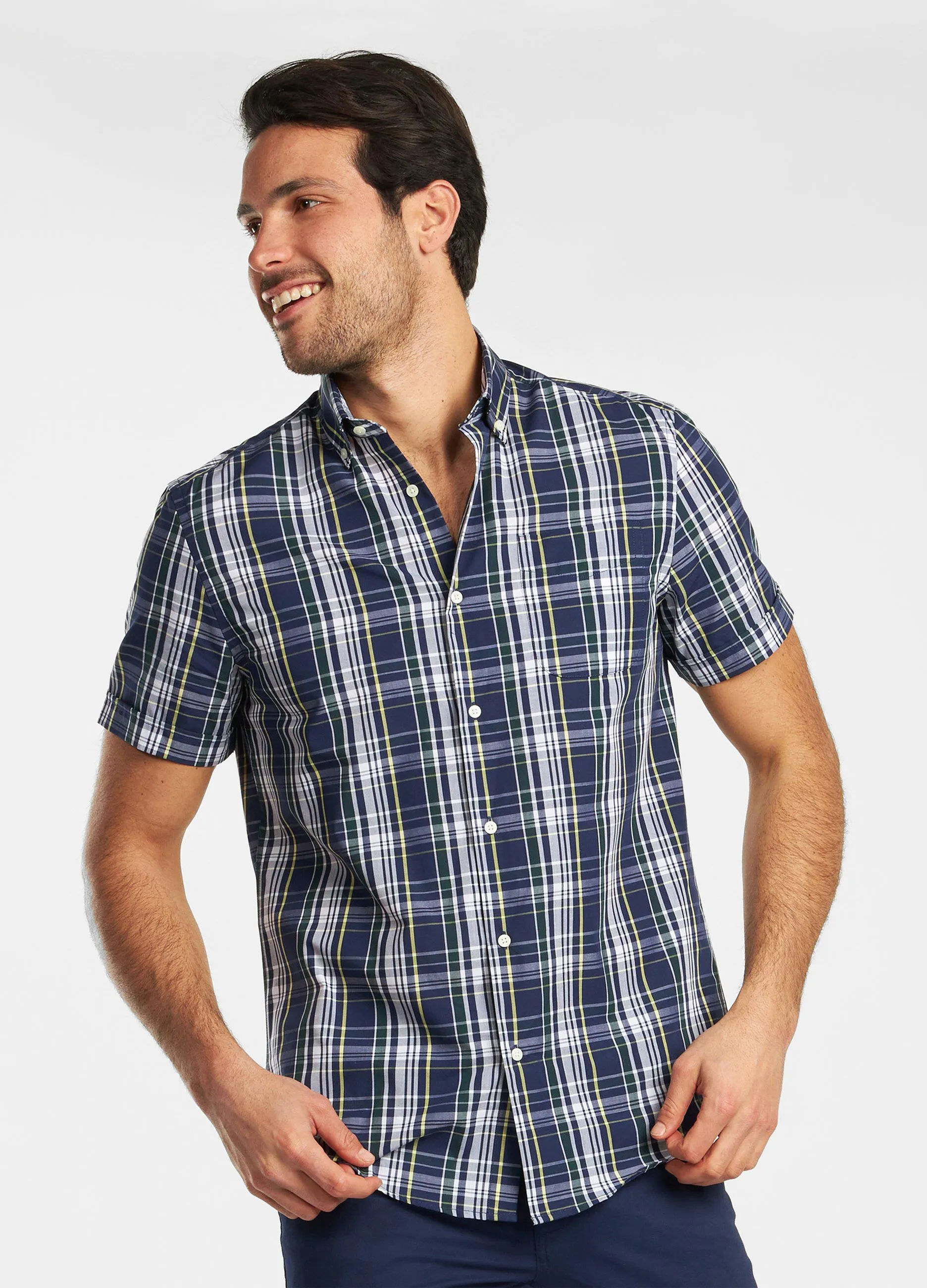 Camicia a quadri in misto cotone uomo