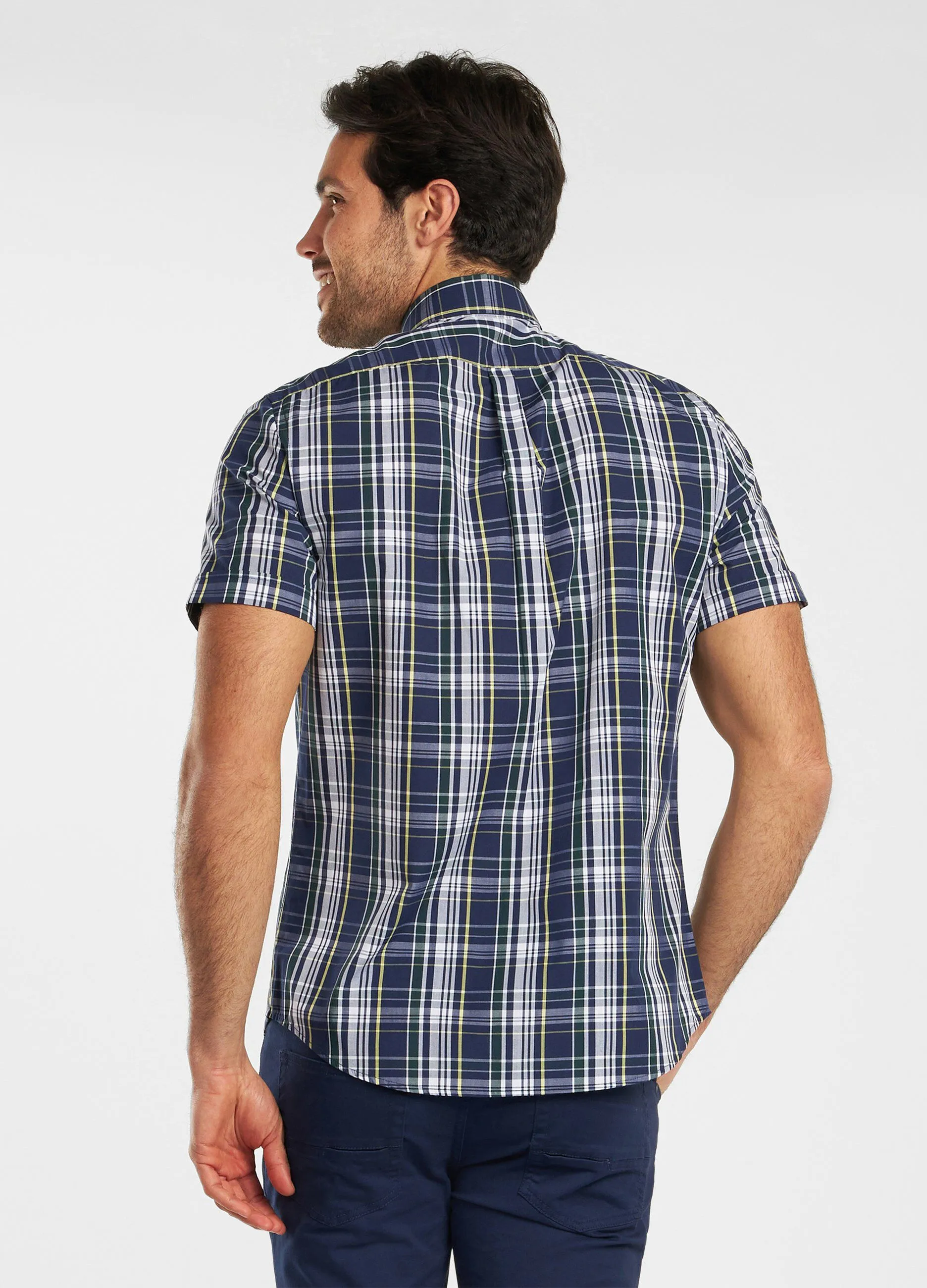 Camicia a quadri in misto cotone uomo